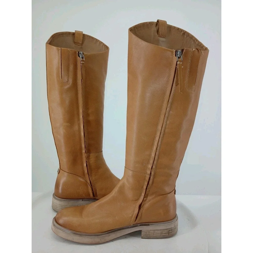 Sam Edelman Women's Fable Tall Leather Boots Tan Cashew Size 10 NEW. C116